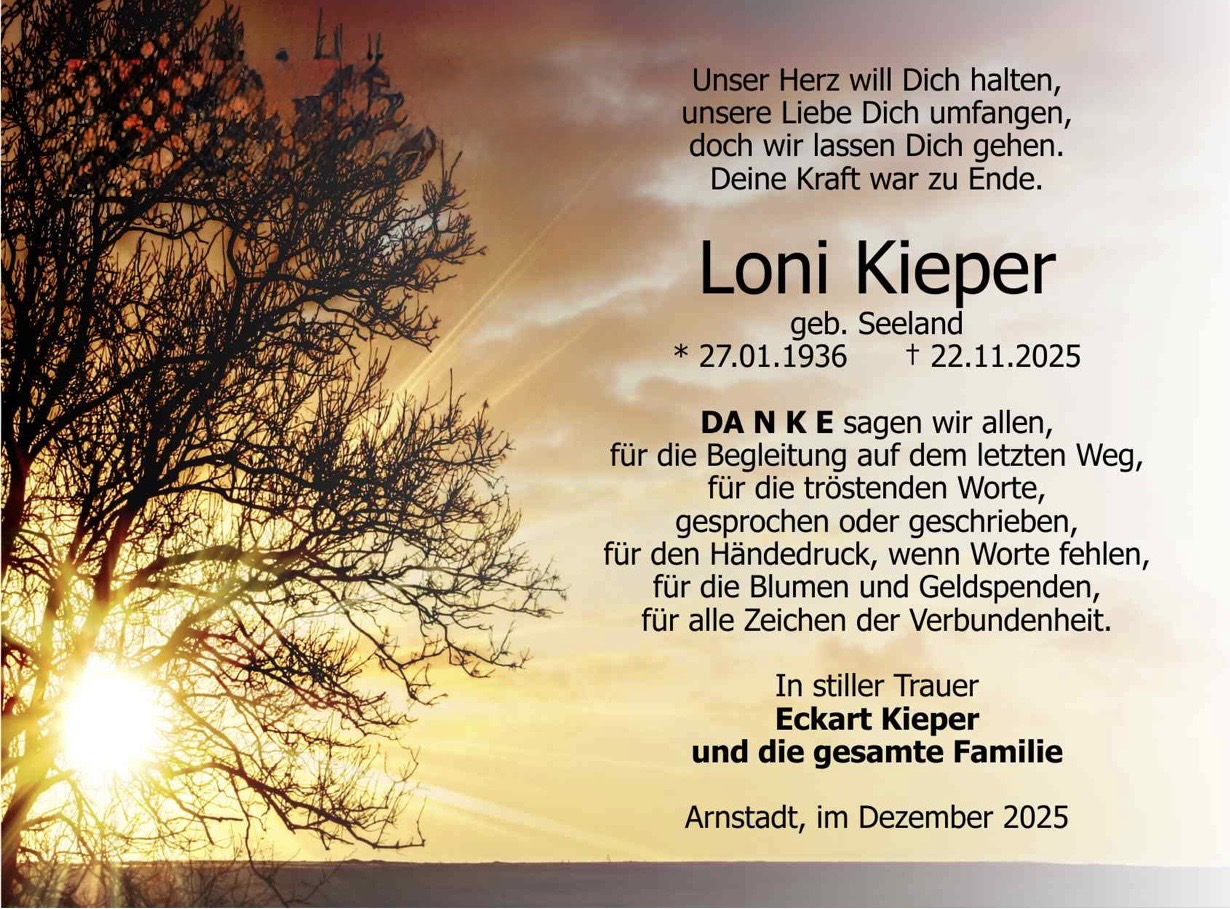 Loni Kieper * 27.01.1936 + 22.11.2025